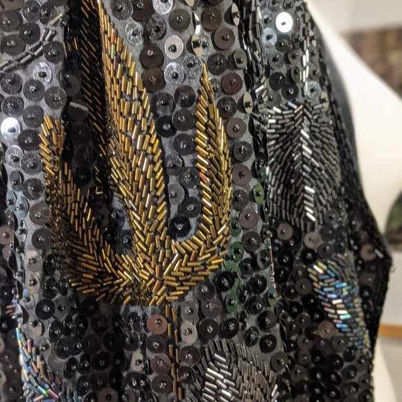 Vintage SKC Black Multicolor Sequin BlazerJacket Sz XL - Picture 11 of 15